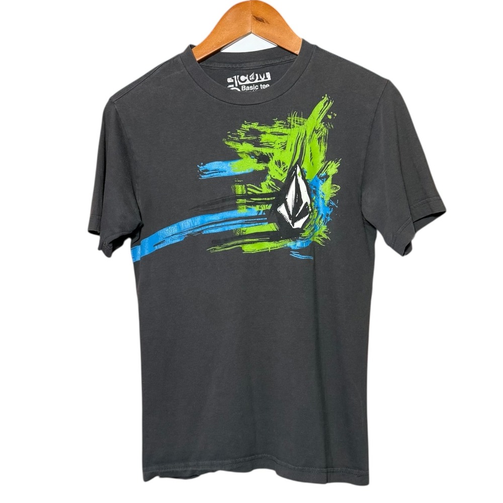 Volcom Basic Tee Gray Graphic T-Shirt Mens Size Small Skater Casual Top